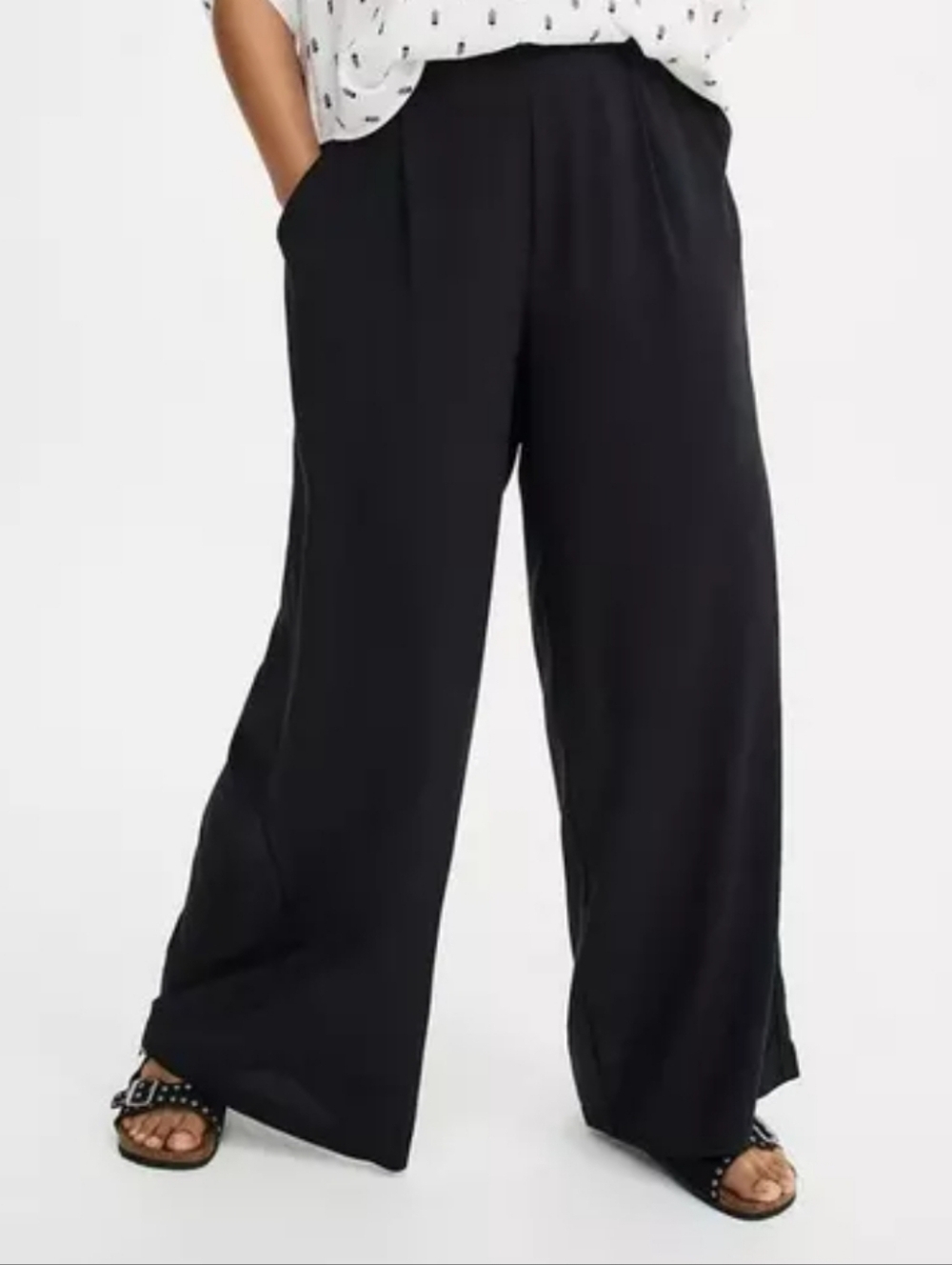 Torrid Challis Pants Women Plus 6 S Deep Black Pull On Wide Leg Lightweight New